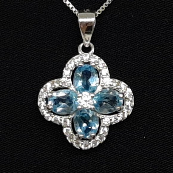 Katherine's Collection Jewelry - Real Elegant 2.80ct Blue Swiss Topaz & Real White Sapphire 925 Silver Flower Pen
